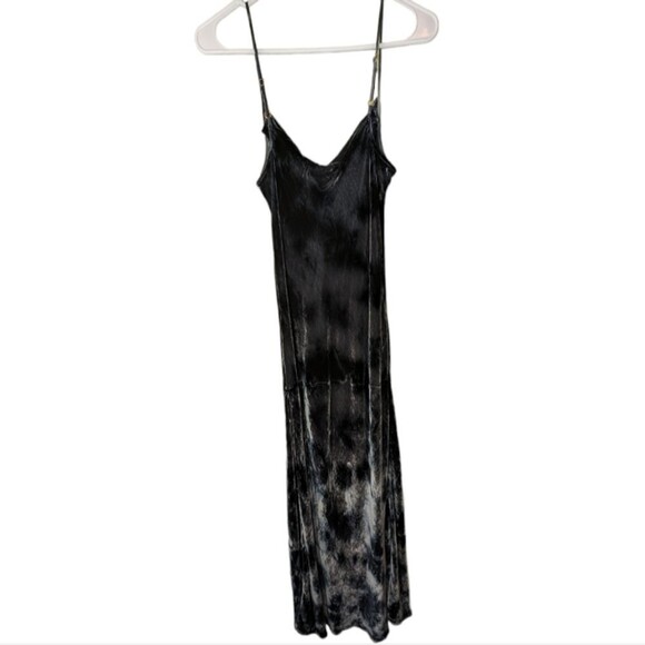 Cloth & Stone Velvet Tie-Dye Slip Dress | Anthropologie | Black Midi Cowl Neck - Picture 4 of 8